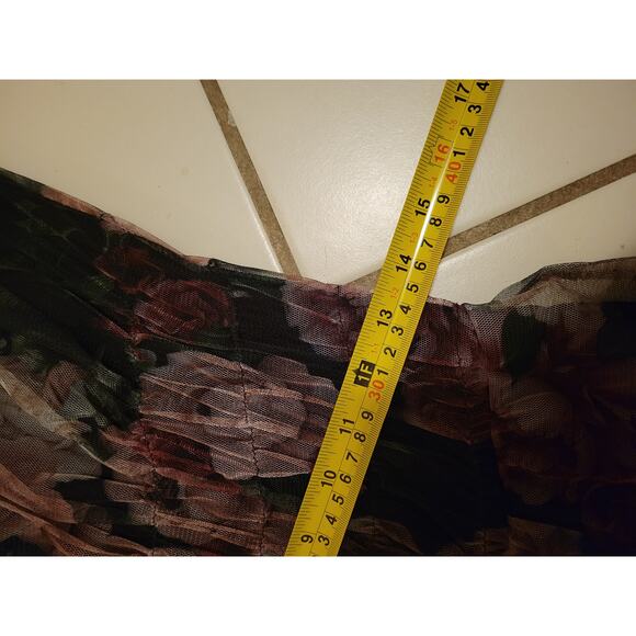 NWT Boohoo Off The Shoulder Mesh Floral Ruched Maxi Dress Black Womens Size 10 - Picture 10 of 11